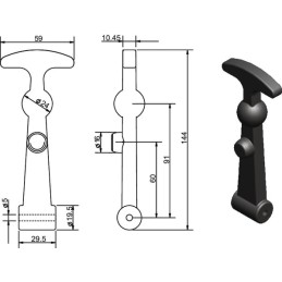 Suport capotă complet 145mm