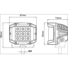 Lampă de lucru LED 22.5W 2850lm pătrată 10/30V 89x97mm Kramp
