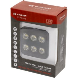 Lampă de lucru LED, 60W, 6600lm, pătrat, 12/24V, alb, 92x109.5x51.1mm mufă Deutsch, rază largă, 12LED's