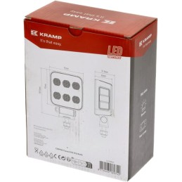 Lampă de lucru LED, 60W, 6600lm, pătrat, 12/24V, alb, 92x109.5x51.1mm mufă Deutsch, rază largă, 12LED's