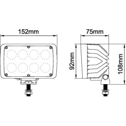 Lampă de lucru LED 40W 4000lm dreptunghiulară albă 152x75x108mm mufă Deutsch Wide flood, 8 LED's, Kramp