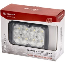 Lampă de lucru LED 40W 4000lm dreptunghiulară albă 152x75x108mm mufă Deutsch Wide flood, 8 LED's, Kramp