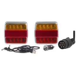 Set lămpi magnetice fără fir LED pătrate 12V baterii Li-ion 106x98mm 7 poli Kramp