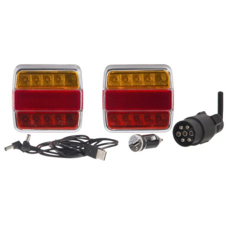 Set lămpi magnetice fără fir LED pătrate 12V baterii Li-ion 106x98mm 7 poli Kramp