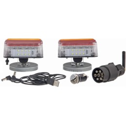 Set lămpi magnetice fără fir LED pătrate 12V baterii Li-ion 106x98mm 7 poli Kramp