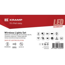Set lămpi magnetice fără fir LED pătrate 12V baterii Li-ion 106x98mm 7 poli Kramp
