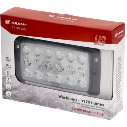 Lampă de lucru LED 27W 3375lm dreptunghiulară 10-30V albă 182,5x48x101,5mm tip combo mufă AMP 18 LED-uri Kramp