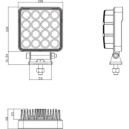Lampă de lucru LED 25W 3040lm pătrată 10/30V 108x48x108mm tip spot 16 LED-uri Kramp