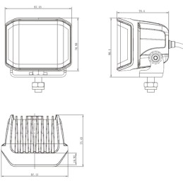 Lampă de lucru LED, 70W, 5060 lm, pătrat, 12/24V, alb, 53.7x75.5x32.3mm Deutsch plug, Flood, 10LED's