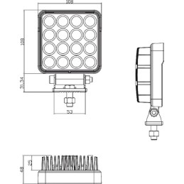 Lampă de lucru LED 25W 3040lm pătrată 10/30V 108x48x108mm tip flood 16 LED-uri Kramp