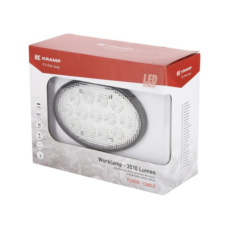 Lampă de lucru LED 39W 3510lm ovală 10/30V 144x69,4x98mm tip flood 13 LED-uri Kramp