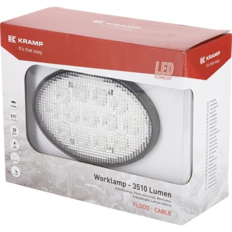 Lampă de lucru LED 39W 3510lm ovală 10/30V 144x69,4x98mm tip flood 13 LED-uri Kramp