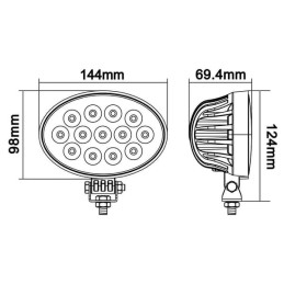 Lampă de lucru LED 39W 3510lm ovală 10/30V 144x69,4x98mm tip flood 13 LED-uri Kramp