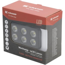 Lampă de lucru LED, 60W, 4630lm, dreptunghiulară, 12/24V, albă, 115x65x47mm mufă Deutsch, flux, 12 LED-uri