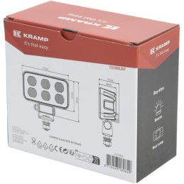 Lampă de lucru LED, 60W, 4630lm, dreptunghiulară, 12/24V, albă, 115x65x47mm mufă Deutsch, flux, 12 LED-uri