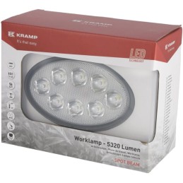 Lampă de lucru LED, 56W, 5320lm, oval, 10/30V, 160x129x68mm, mufă Deutsch, Spot, 8 LED-uri