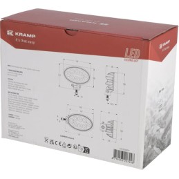 Lampă de lucru LED, 56W, 5320lm, oval, 10/30V, 160x129x68mm, mufă Deutsch, Spot, 8 LED-uri