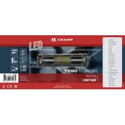 Bară lumini de lucru LED 81W 7290lm dreptunghiulară 12/24V albă 301,8x89mm cablu combo 54 LED-uri Kramp