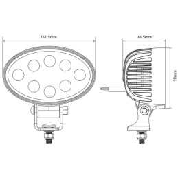 Lampă de lucru LED 24W 2240lm ovală 10/30V 141,5x64,5x90mm tip flood 8 LED-uri Kramp