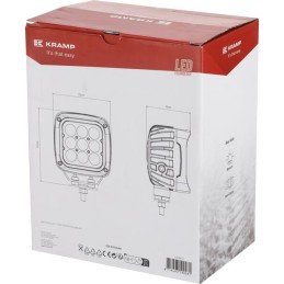 Lampă de lucru LED, 45W, 4050lm, pătrat, 12/24V, albastru, 126x151x95mm mufă Deutsch, spot, 9 LED-uri