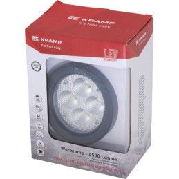 Lumină de lucru LED, 40W, 4500lm, rotundă, albă, 110x93x145mm, Wide flood, 4 LED-uri, Kramp