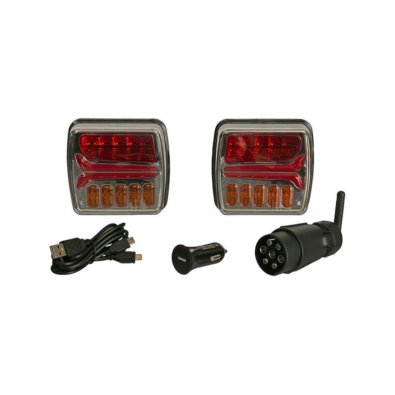 Set lămpi LED fără fir pătrate 12V Li-ion magnetic 110x103mm 7 pini Kramp
