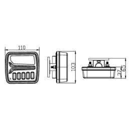 Set lămpi LED fără fir pătrate 12V Li-ion magnetic 110x103mm 7 pini Kramp