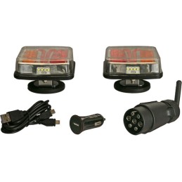 Set lămpi LED fără fir pătrate 12V Li-ion magnetic 110x103mm 7 pini Kramp