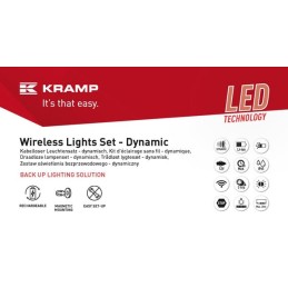 Set lămpi LED fără fir pătrate 12V Li-ion magnetic 110x103mm 7 pini Kramp