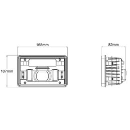 Far LED 23/45W, dreptunghiular, 12-24V, 168x107x82mm, fază lungă