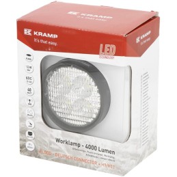 Lampă de lucru LED 40W 4000lm rotundă albă 10/30V 84x126x71,8mm mufă AMP 4 LED-uri 360° Kramp