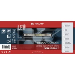 Bară lumini de lucru LED 180W 15300lm dreptunghiulară 12/24V albă 825,5x79,5mm mufă Deutsch combo curbată 60 LED-uri Kramp