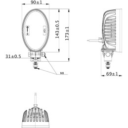 Lampă de lucru cu LED 24W 2240lm ovală flux Kramp
