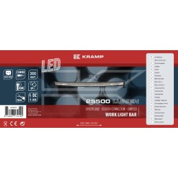 Bară lumini de lucru LED 300W 25500lm dreptunghiulară 12/24V albă 1371,6x79,5mm mufă Deutsch combo curbată 100 LED-uri Kramp