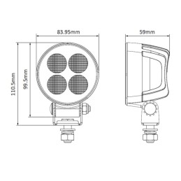 Lampă de lucru LED, 24W, 2556lm, rotund, 12/24V, alb, 83.9x99.5x59mm mufă Deutsch, flux, 4 LED-uri