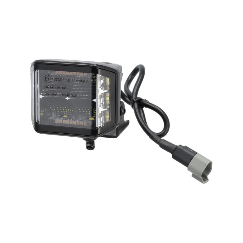 Lampă de lucru LED, 70W, 3100 lm, pătrat, 12/24V, alb/portocaliu, 53.7x75.5x32.3mm mufă Deutsch, Flood, 10LED-uri