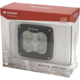 Lampă de lucru LED 70W 6000lm pătrată 10/45V albă 120x110x72mm încălzită cu senzor flood - fascicul larg 4 LED-uri Kramp