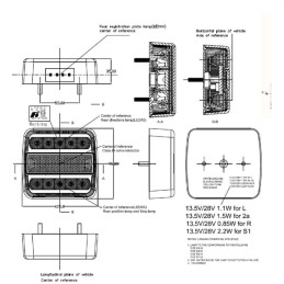 Lampă spate LED, pătrată, 12/24V, 100x40x100mm