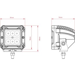 Lampă de lucru LED 18W 1620lm pătrată 10-30V 81x76x78mm tip flood Kramp