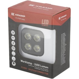 Lampă de lucru LED, 40W, 2650lm, pătrat, 12/24V, alb, 70.1x126.6x49.7mm mufă Deutsch, flux, 8 LED-uri