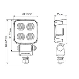 Lampă de lucru LED, 40W, 2650lm, pătrat, 12/24V, alb, 70.1x126.6x49.7mm mufă Deutsch, flux, 8 LED-uri