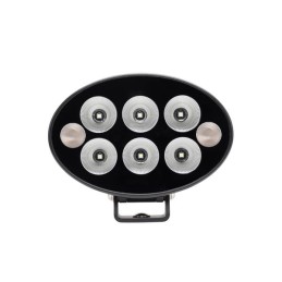 Lumină de lucru + lumină de avertizare LED portocaliu, 36W, 3500lm, oval, 12/24V, 155x105x58mm, Flood, 6+2LED-uri, Serie neagră