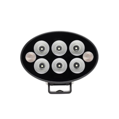 Lumină de lucru + lumină de avertizare LED portocaliu, 36W, 3500lm, oval, 12/24V, 155x105x58mm, Flood, 6+2LED-uri, Serie neagră