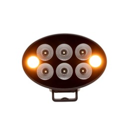 Lumină de lucru + lumină de avertizare LED portocaliu, 36W, 3500lm, oval, 12/24V, 155x105x58mm, Flood, 6+2LED-uri, Serie neagră
