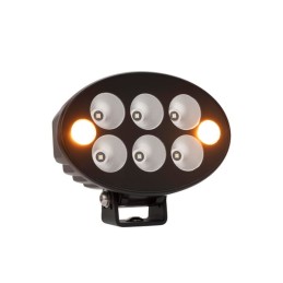 Lumină de lucru + lumină de avertizare LED portocaliu, 36W, 3500lm, oval, 12/24V, 155x105x58mm, Flood, 6+2LED-uri, Serie neagră
