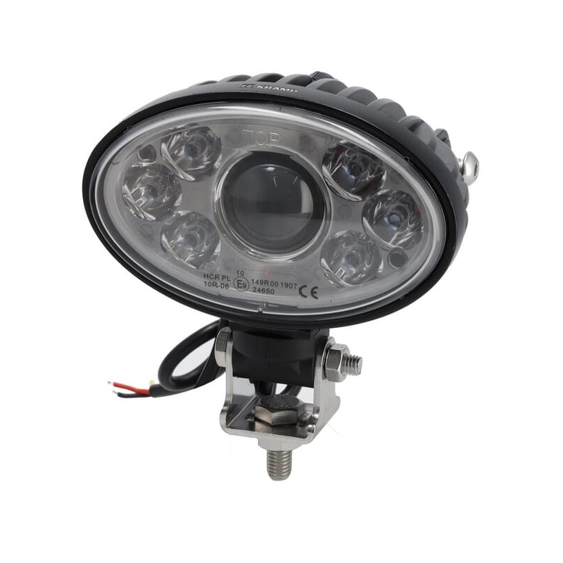 Far cu LED, 20/24W, oval, 10/30V, 166x98x98mm, fază lungă/ușoară, cablu deschis cu 3 pini, montare pe suport