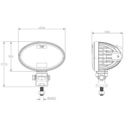 Far cu LED, 20/24W, oval, 10/30V, 166x98x98mm, fază lungă/ușoară, cablu deschis cu 3 pini, montare pe suport