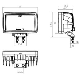 Lampă de lucru LED, 40W, 5600lm, dreptunghiulară, 12/24V, alb, 157x117x76.3mm, Flood, 12 LED-uri