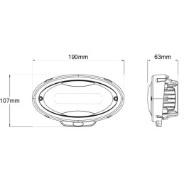 Lampă de lucru LED, 40W, 3500lm, oval, 12-24V,190x107x63mm, flux larg