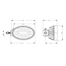 Lampă de lucru LED 56W 5320lm ovală 10/30V albă 160x100x74mm mufă Deutsch tip flood 8 LED-uri Kramp